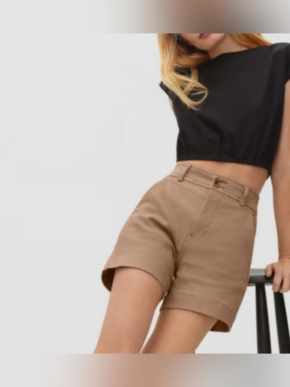 Everlane Way-High Canvas Shorts Tan Sz 2